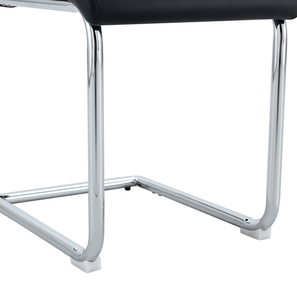 English Elm 6 Dining Chair Set Black PU Upholstered High-Back Chairs, Waterproof Stitching, Sturdy Legs, Easy Assembly W1151P203804