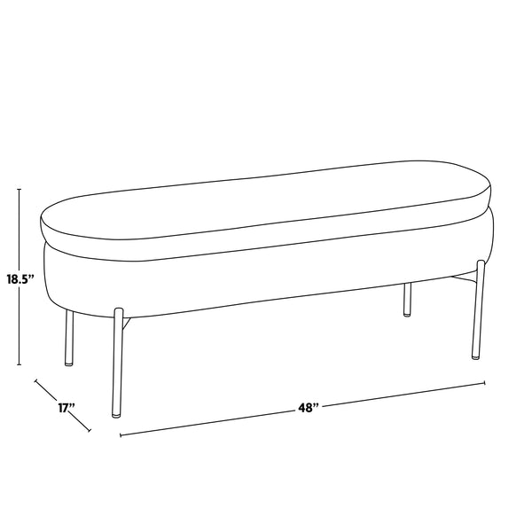 English Elm Chloe Glam Storage Bench with Flip-Top Faux Leather and Chrome Base — 49" Multi-Use Seating, 500 lb B202P223833