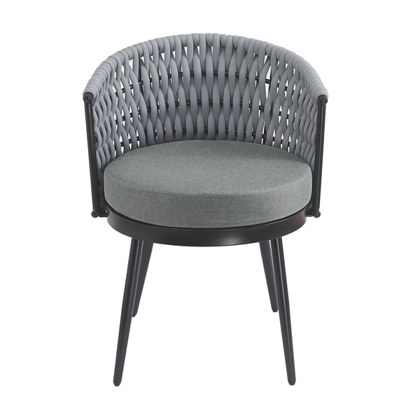 English Elm Christopher Knight Home® - Outdoor Dining Chair with Metal Frame & Handwoven Rope, Weather-Resistant Cushioned Seat for Patio Comfort and Stylish Alfresco Seating Light Gray N770P290585G