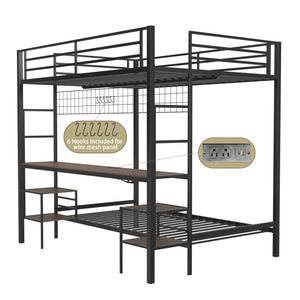 English Elm Ethan Full Over Twin Bunk Bed With Desk, Charging Station & Storage For Teens - Space-Saving Design! B083S00001