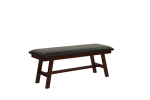 English Elm Dark Dark Walnut Finish 48" Wood Framed Dining Bench 1pc - Faux Leather Cushion, Solid Birch Veneer B011P192195