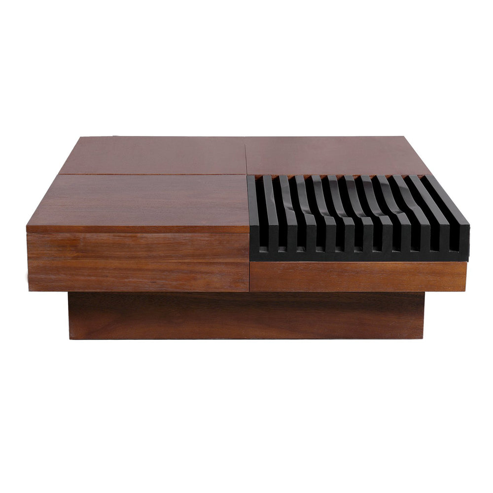 English Elm Christopher Knight Home® - ITALIAN Acacia Wood Retro Coffee Table with Storage Compartments, Brown & Black Midcentury Charm N770P270584B