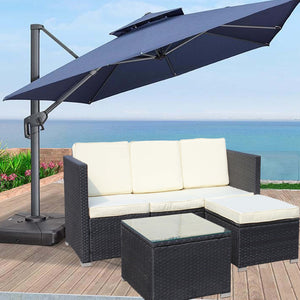 English Elm Outdoor 5-Piece Pe Rattan Patio Furniture Set With Cushioned Sofas & Glass Coffee Table In Beige W209S00021-GIGA