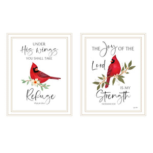 English Elm Trendy Red Cardinal Faith Art Two Piece White Wood Framed Set for Home Walls B067P256627