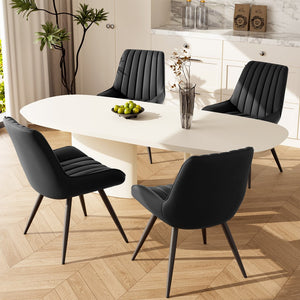 English Elm Modern Dining Chairs Set Of 4 - Comfy Upholstered Kitchen Side Chairs With Metal Legs & Cushions T3950P394444