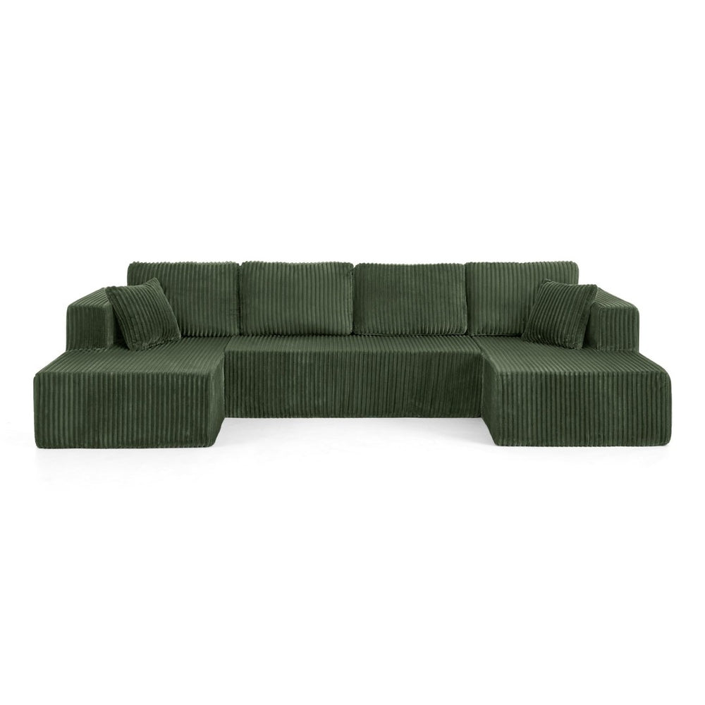 English Elm U Shape Modular Sectional Sofa - Comfy Corduroy Couch With Versatile Sleeper Design For Any Room W487S00274-GIGA
