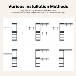 English Elm Closet Organizer: Heavy-Duty Wood System With 4 Adjustable Rods & 5 Open Shelves For 8 Ft Spaces T3623P409162