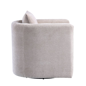 English Elm Sutton Upholstered Linen Swivel Barrel Chair with Pocket Coil Seat, Reversible Cushions & Stain-Resistant Fabric Beige B050P322583
