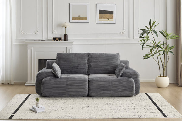 English Elm Modern 2-Seater Memory Foam Sectional Sofa - Pet-Friendly Corduroy Loveseat, No Assembly, Grey W3723P346961