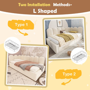 English Elm Upholstered Velvet Daybed with Hydraulic Storage & Metal Slatted Frame, Twin Sofa Bed, 300 lb Capacity Beige N736P333613B