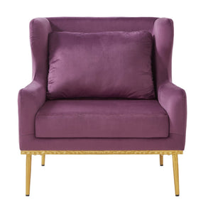English Elm Modern Velvet Accent Chair Curved Arms Plush Cushion Upholstered Seat for Living Room Purple N763P360686I