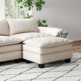 English Elm Living Room Furniture Luxury Sectional Sofa Couch With Ottoman Soft Velvet Upholstered Sofa Beige