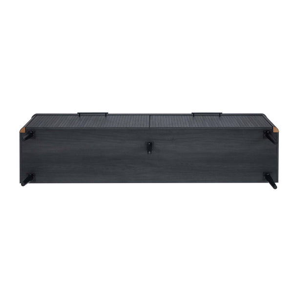 English Elm Jodie 69" Fluted TV Stand with Splayed Metal Legs, Fluted Drawers & Black Handles for 75" TVs Charcoal grey B365P397916