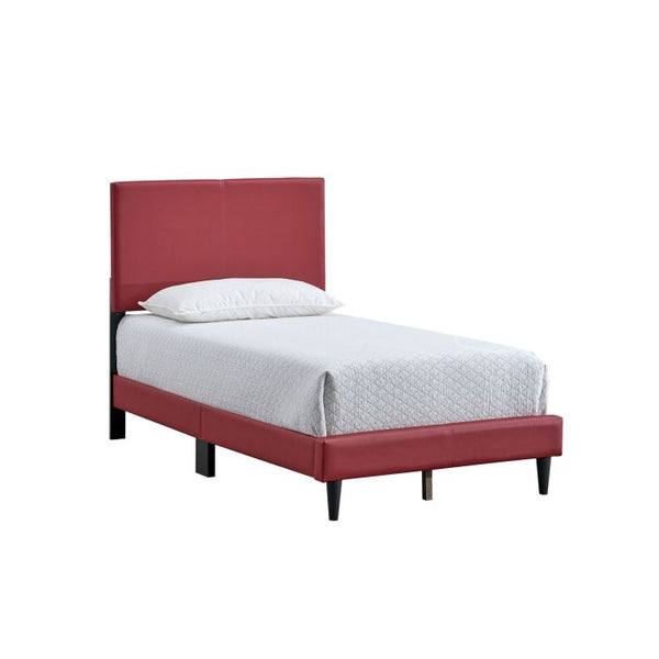 English Elm Baron Full Bed Frame with Faux Leather Upholstery, Slat Support, Adjustable Headboard Height, Fits 7–13" Red 26.37 L x 45.47 W x 7.48 H B078P380175