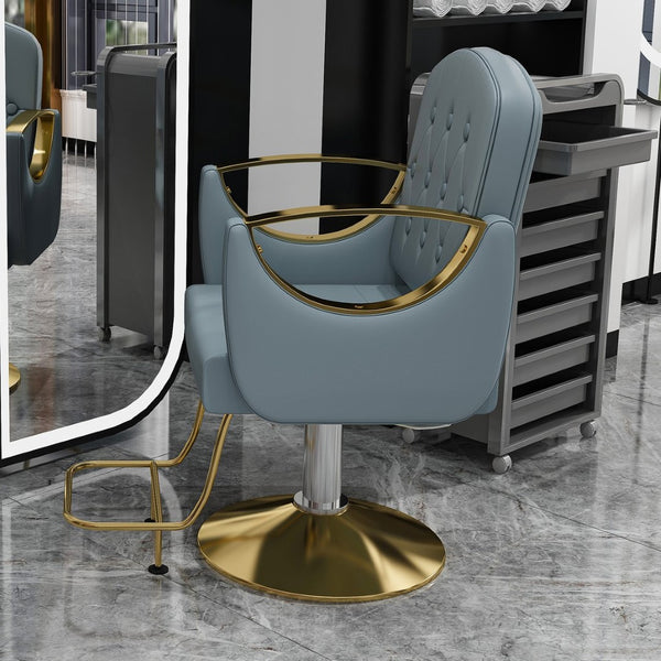 English Elm Hydraulic Salon Chair with Foot Pump Swivel Base Pu Leather Seat for Barber Tattoo Spa W2700P410955