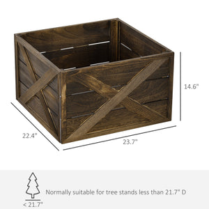 English Elm Homcom Rustic Wooden Christmas Tree Collar Box, 24" Farmhouse Decor For Holiday Charm & Safety W2225P229440