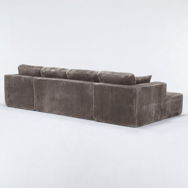English Elm U Shape Modular Sectional Sofa Corduroy Upholstered Minimalist Living Room Couch Khaki W1919S00017