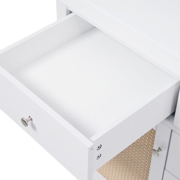 English Elm Christopher Knight Home® - 60" Modern Bathroom Vanity with Durable SMC Sink, Rattan Doors, Soft-Close Drawers, Pine Legs White N817P296130W