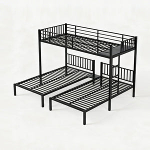 English Elm Triple Bunk Bed Steel Frame Sleeps Three Kids with Noise Reduced Powder Coated Design W3752S00003