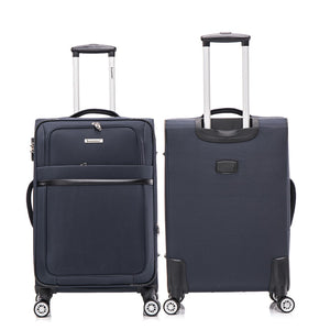 English Elm 3-piece Soft Shell Luggage Set with Swivel Wheels Telescopic Handle and Password Lock Dark Blue T3292P343390