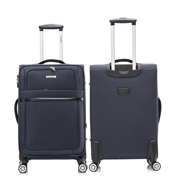 English Elm 3-piece Soft Shell Luggage Set with Swivel Wheels Telescopic Handle and Password Lock Dark Blue T3292P343390