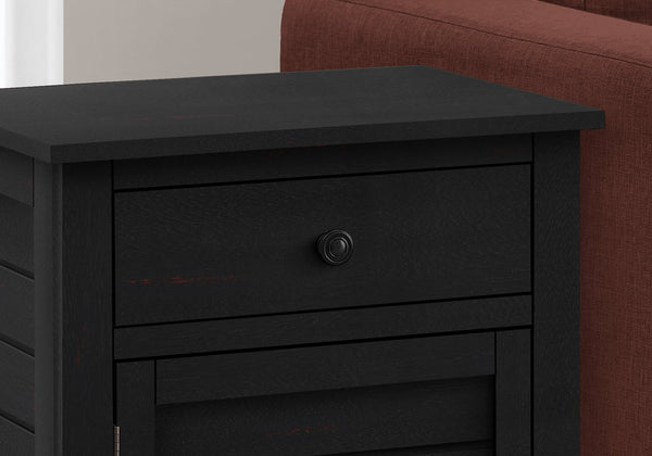 English Elm Accent Table With Storage Drawer – Versatile Nightstand And Side Table In Black Veneer Finish B2710P219463