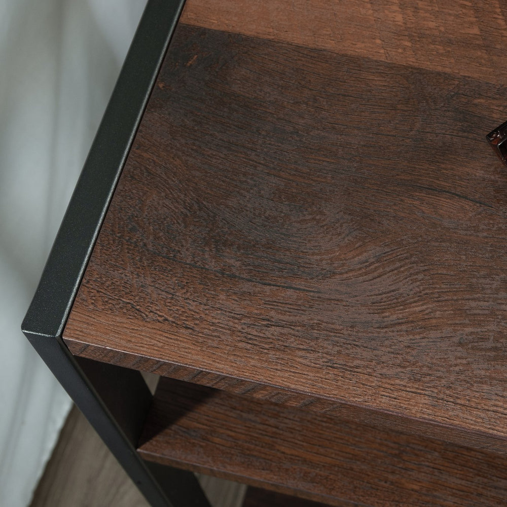 English Elm Side Table Brown Finish Night Stand with Drawer & Open Shelf, Compact Oak Accent, Durable Engineered Wood, Easy Assembly (24" H) B356P367900