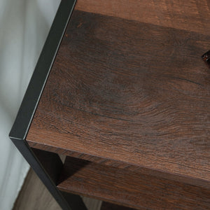 English Elm Side Table Brown Finish Night Stand with Drawer & Open Shelf, Compact Oak Accent, Durable Engineered Wood, Easy Assembly (24" H) B356P367900