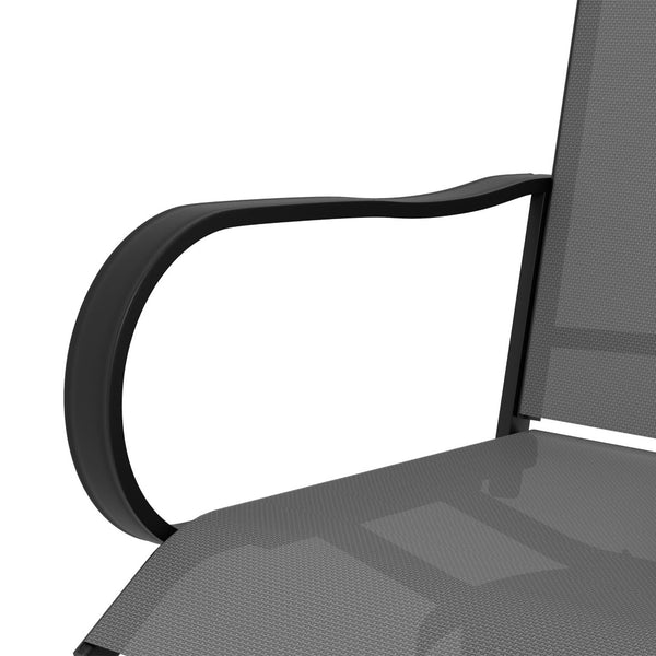 English Elm Outsunny Outdoor 360° Swivel Bar Stools, Set Of 2 With Armrests, Durable Steel Frame For Patios, Gray W2225P174470-GIGA