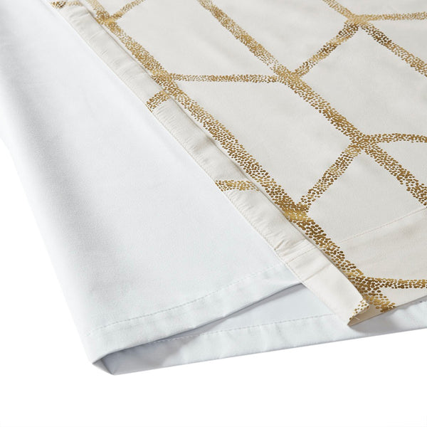 English Elm Total Blackout Metallic Raina Grommet Curtain Panel Pair 50x84 100% Blackout Gold Geometric Ivory Elegance B035129662