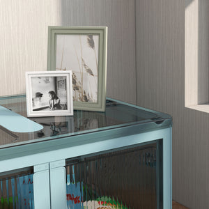 English Elm HOMCOM Collapsible Stackable Storage Bins with Lids & Wheels, 5-Sided Access, Semi-Transparent Blue, 110 lb Capacity W2225P173960