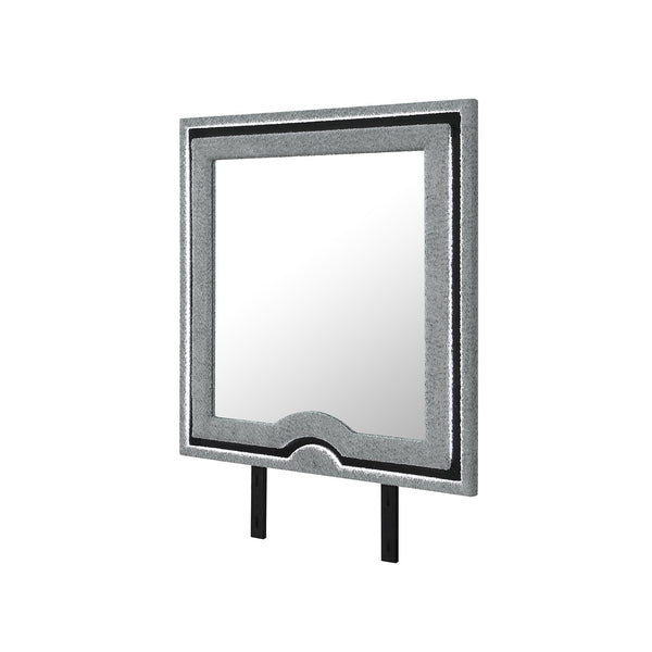 English Elm Isaiah Upholstered Gray LED Mirror — Large Aluminum Frame, Dresser-Mount Modern Vanity Accent B201P391178