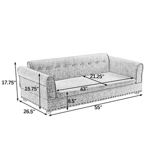 English Elm Oversized Linen Pet Sofa with Armrest Backrest for Large Dogs Modern Living Room W487P430327