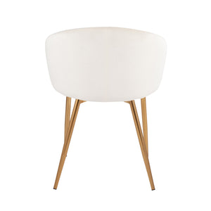English Elm Claire Contemporary Glam Chairs Set Of 2 In Cream Velvet & Gold Metal - Perfect For Dining & Office B202S01352