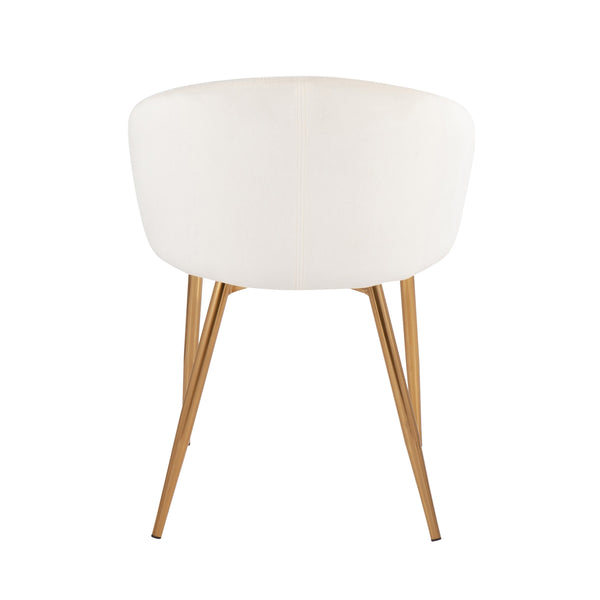 English Elm Claire Contemporary Glam Chairs Set Of 2 In Cream Velvet & Gold Metal - Perfect For Dining & Office B202S01352