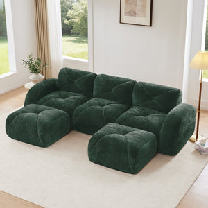 English Elm U-shaped Modular Velvet Sofa Tufted Cloud Seating for Living Room or Home Theater Green W714S01614