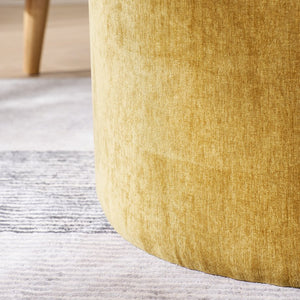 English Elm 2-Piece Round Chenille Storage Ottoman Set with Hidden Compartment and Sturdy MDF Top for Home Decor Dark yellow W487P179602
