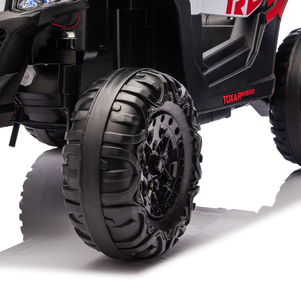 English Elm 12v Kids Electric Utv Ride on Toy with Parental Remote Swing Function and Shock Absorbers Black W1578P368160