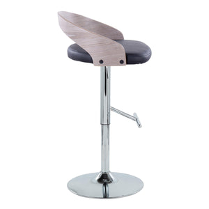 English Elm Grotto Adjustable Height Barstools Set Of 2 - Modern Swivel Design In Chrome & Faux Leather Comfort B202S00926