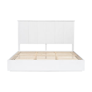 English Elm Stylish King Bed Frame Vertical Slat Headboard Low Profile Contemporary Bedroom White N770PK369234K