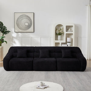 English Elm [video]123.2 Inch Chenille Modular Sectional Sofa Four Seat Cloud Cushion Living Room Black W3505S00061