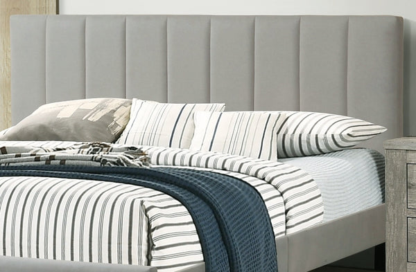 English Elm 1pc Eastern King Size Bed Gray Vertical Tufted Polyfiber Headboard Platform Slatted Frame Durable Modern Elegance B011P243675