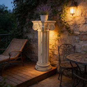 English Elm Pedestal Roman Column Plant Stand Aged Stone Magnesium Oxide Indoor Outdoor Display W5230P450590