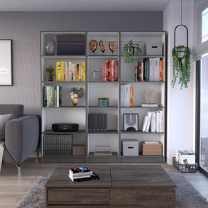 English Elm Luetz 3 Piece Home Bookcase Set with 15 Shelves — Durable Manufactured Wood, Stylish Matte Finish Multicolor 41 L x 28 W x 5 H B200S00332