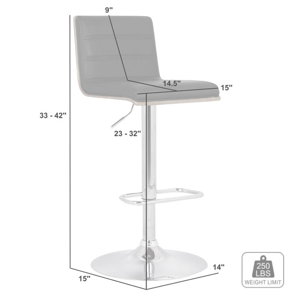 English Elm Aubrey Swivel Barstool Faux Leather Seat Walnut Accents Adjustable Chrome Pedestal B2736P464883