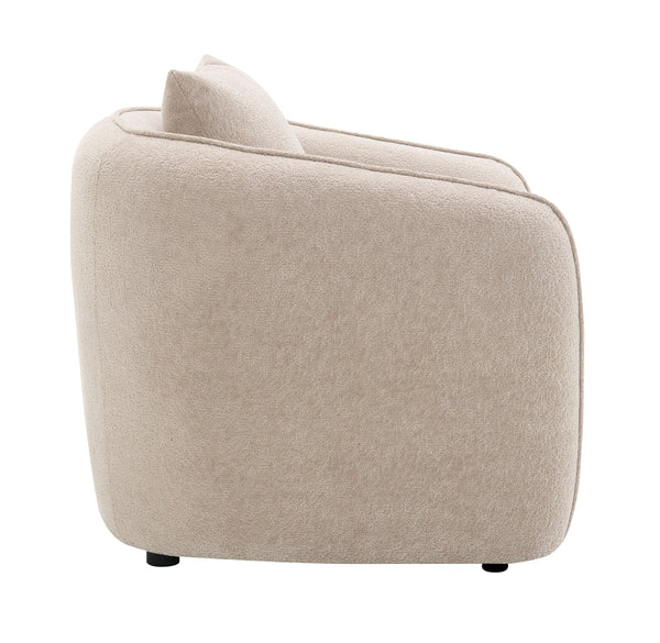 English Elm Keith Beige Chenille Chair with Pocket Coil Support, Solid Wood Frame, Accent Toss Pillow, Cozy Elegance B2726P252315