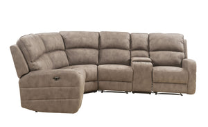 English Elm Olwen Mocha Nubuck Power Sectional Sofa with USB Ports, Reversible Console, Cup Holders, Storage B2726S00120