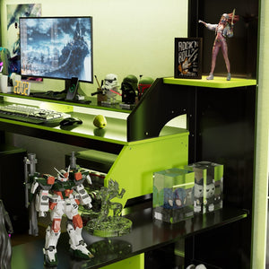 English Elm Full Size Gaming Loft Bed with Rgb Lighting Built-in Desk and Usb Charging Ports Green LT000275AAF