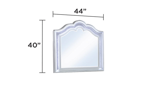 English Elm Mystic Curved Top Mirror with LED Lighting, Crystal-Trimmed Light Gray Frame for Bedroom Décor B009P309546