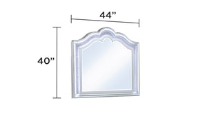 English Elm Mystic Elegant Curved Top LED Wall Mirror with Crystal Accents, Light Gray Wood Frame for Bedroom Glamour G150109161